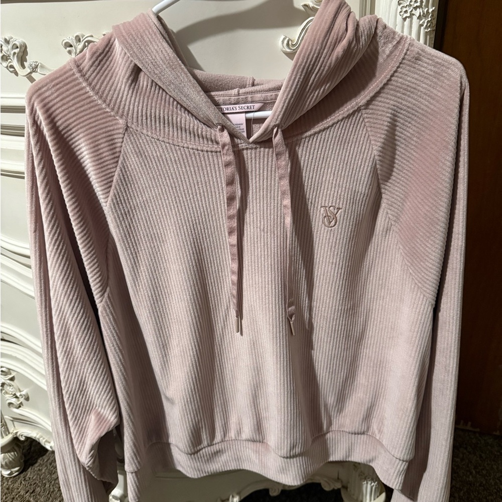 Victoria's Secret Light Pink Ribbed Hoodie